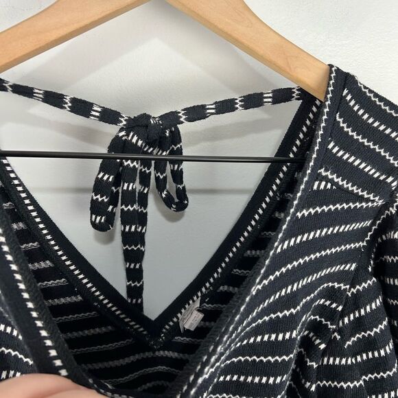 Loft Beach Black and White Puff Sleeve Tie Back Dress XXS - Picture 3 of 6